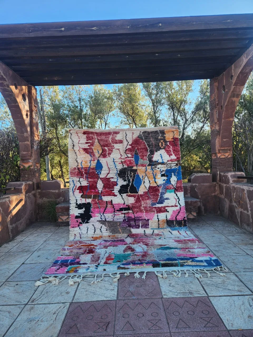 Moroccan rug outdoors