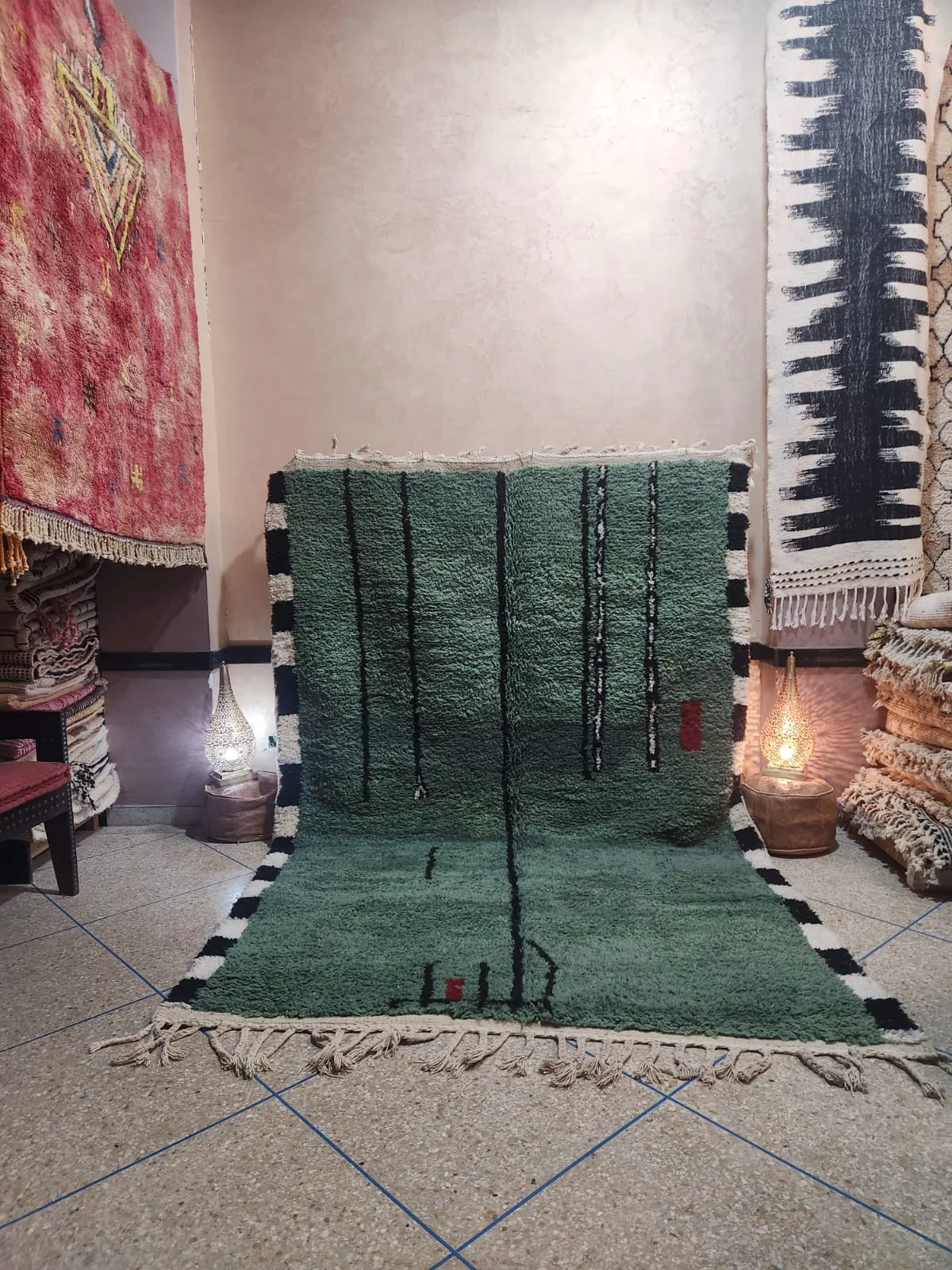 Azilal rug with earthy palette and abstract woven motifs