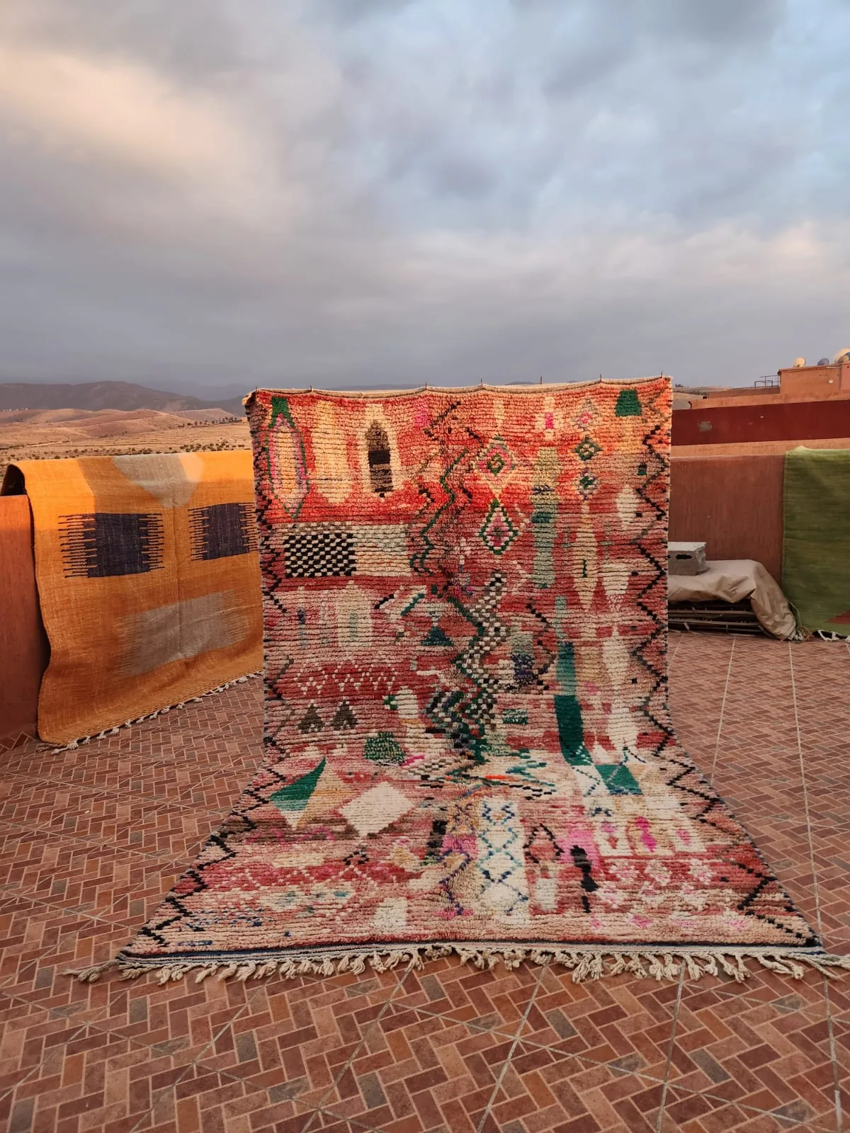 Terracotta and orange Boujaad rug with warm geometric field
