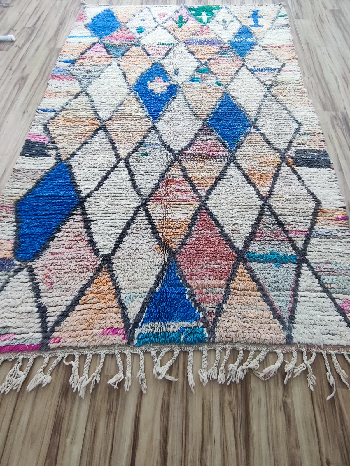 Yamina — Boujaad Moroccan Rug, hung in studio