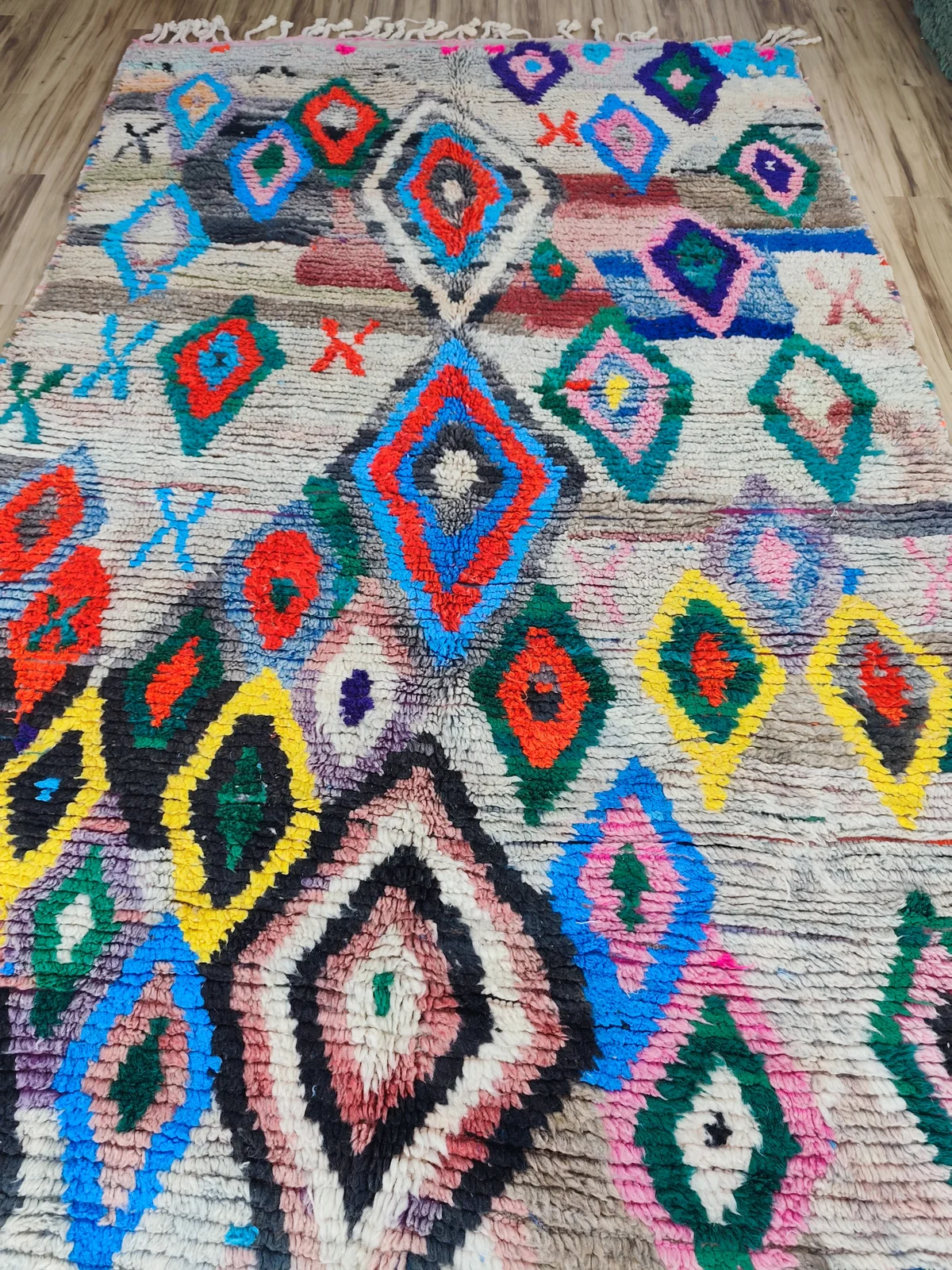 Fatiha — Boujaad Moroccan Rug, hung in studio