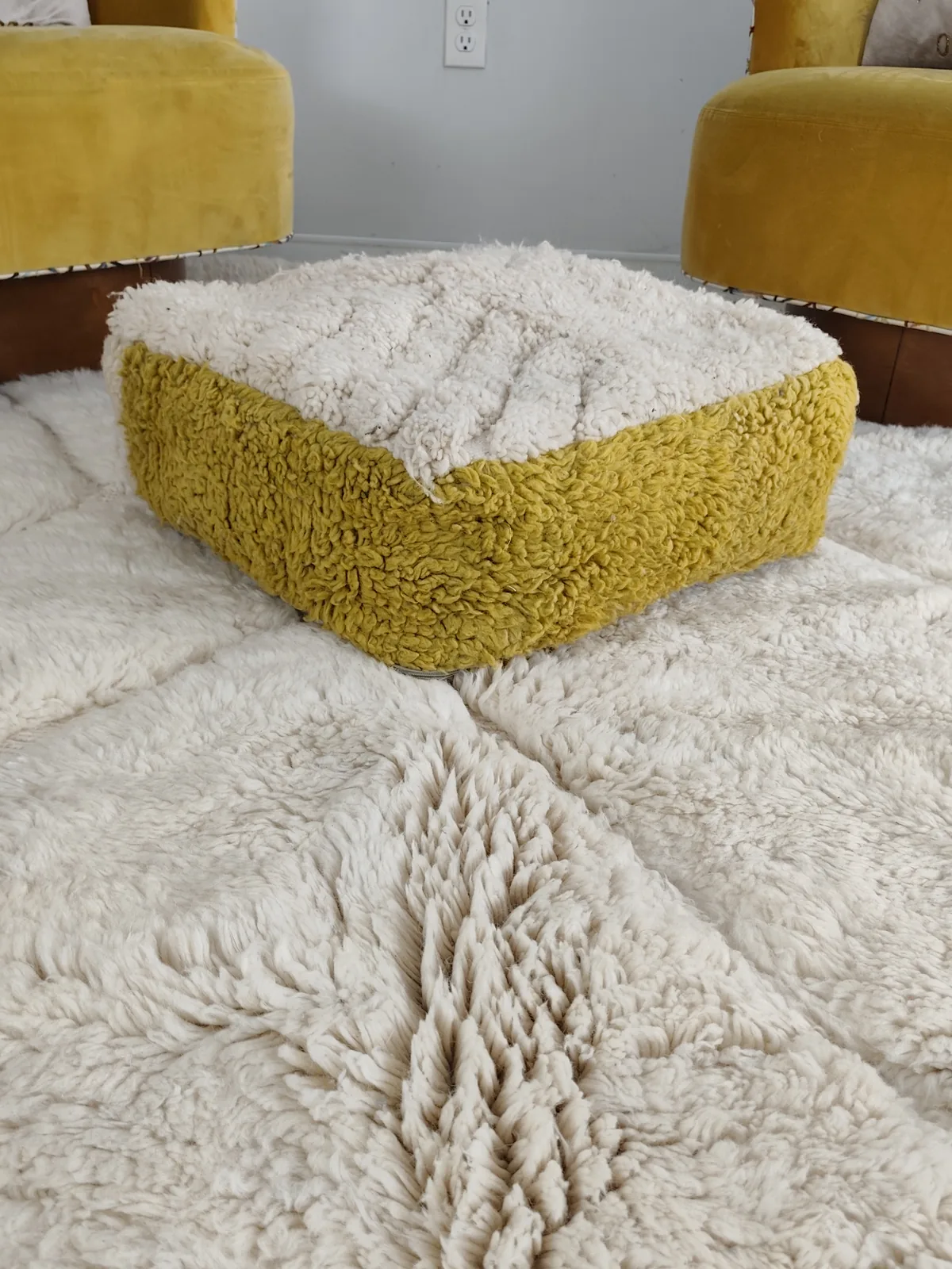 Ayour — Mustard & Ivory Beni Ourain Pouf