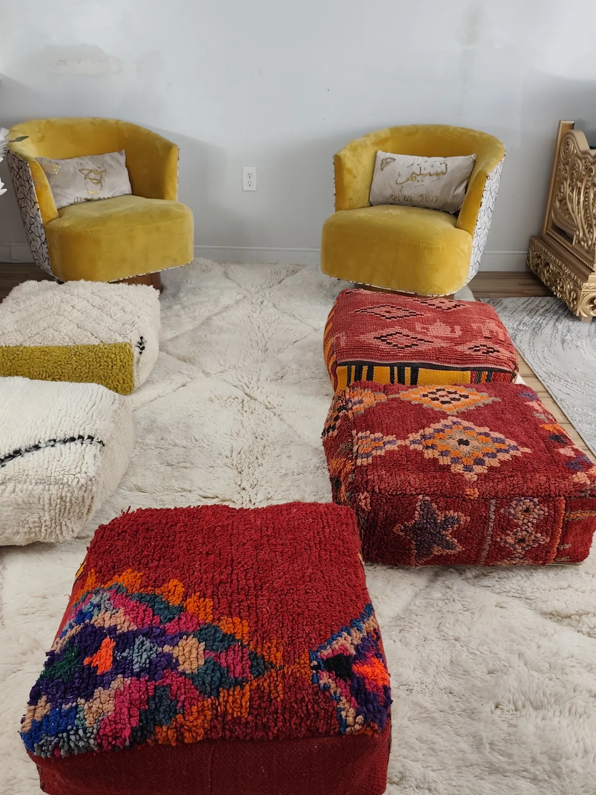 Taos — confetti diamond pouf, corner detail, view 5 of 6